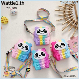 Wttle กระเป๋าใส่เหรียญ ซิลิโคน ลายอมยิ้ม แพนด้า น่ารัก สําหรับเด็ก