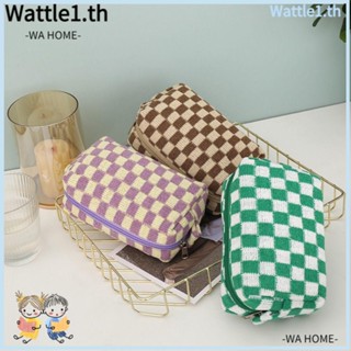 Wttle กระเป๋าเครื่องสําอาง ผ้าถัก สีพื้น สําหรับผู้หญิง 1 ชิ้น