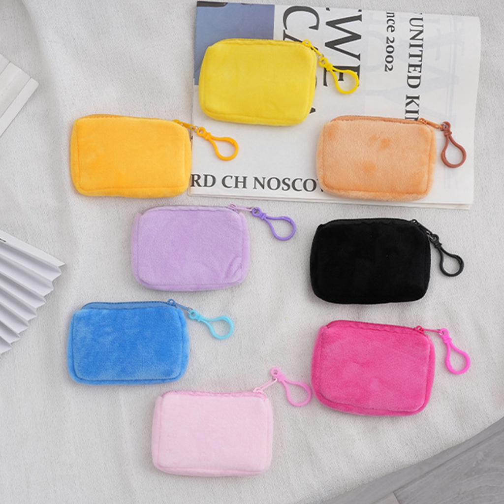 กระเป๋าใส่เหรียญ อเนกประสงค์ แบบนิ่ม แต่งซิป ขนาดมินิ สีพื้น สําหรับผู้หญิง จํานวน 1 ชิ้น
