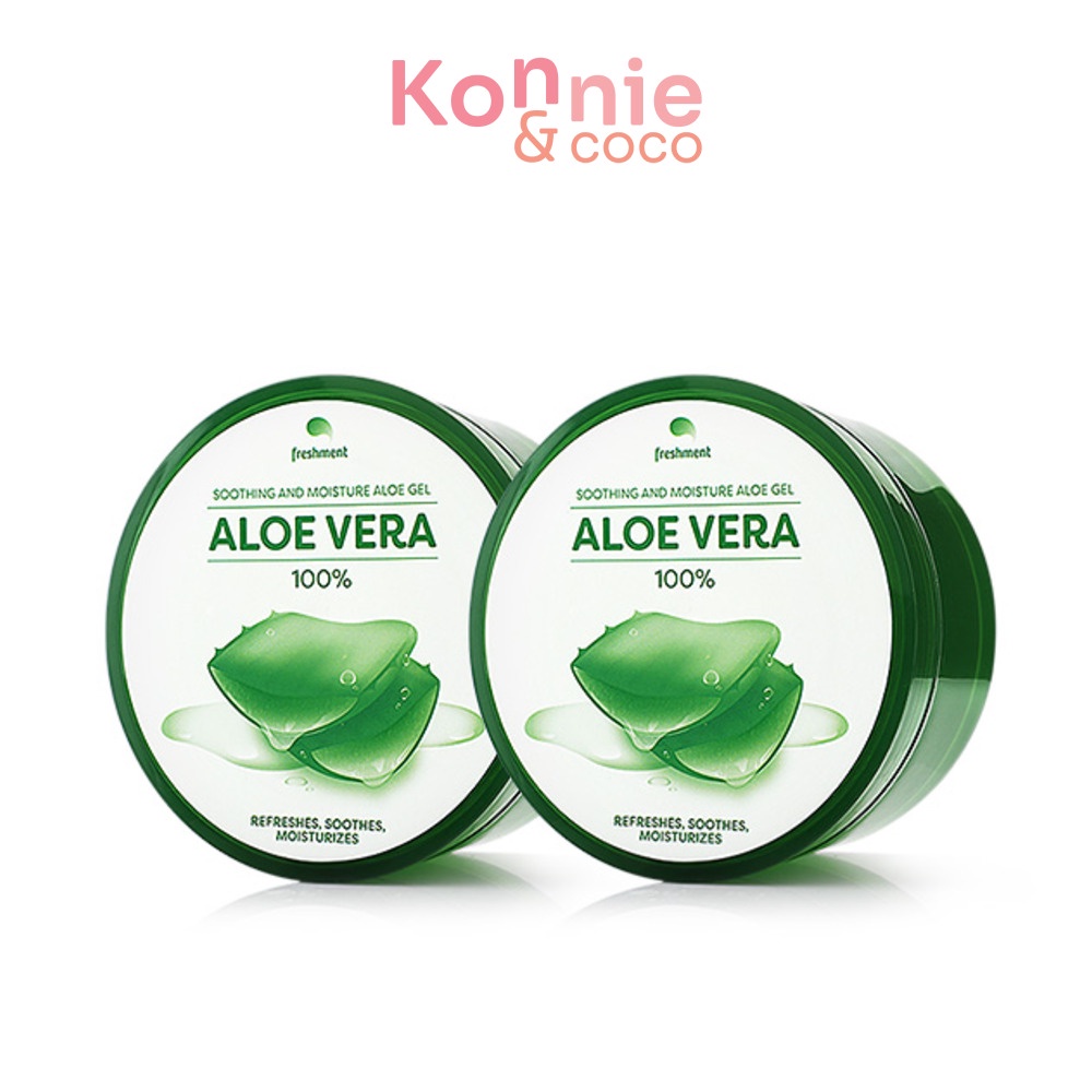 Freshment Soothing And Moisture Aloe Gel [300ml x 2pcs] เฟรชเม้นท์ เจลว่านหางจระเข้ ใช้ได้ทั้งผิวหน้า ผิวกาย และเส้...