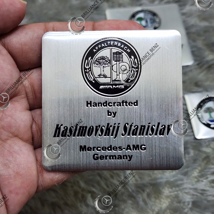 EMBLEM PLATE BADGE LOGO AMG AFFALTERBACH MERCEDES BENZ SQUARE MODEL - A. AMG No Color