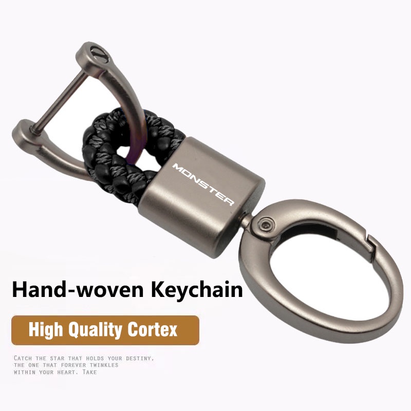 Hot Deal ที่กําหนดเองโลโก้รถจักรยานยนต์คุณภาพเชือกถักพวงกุญแจพวงกุญแจโลหะสําหรับ Ducati Monster S2R 