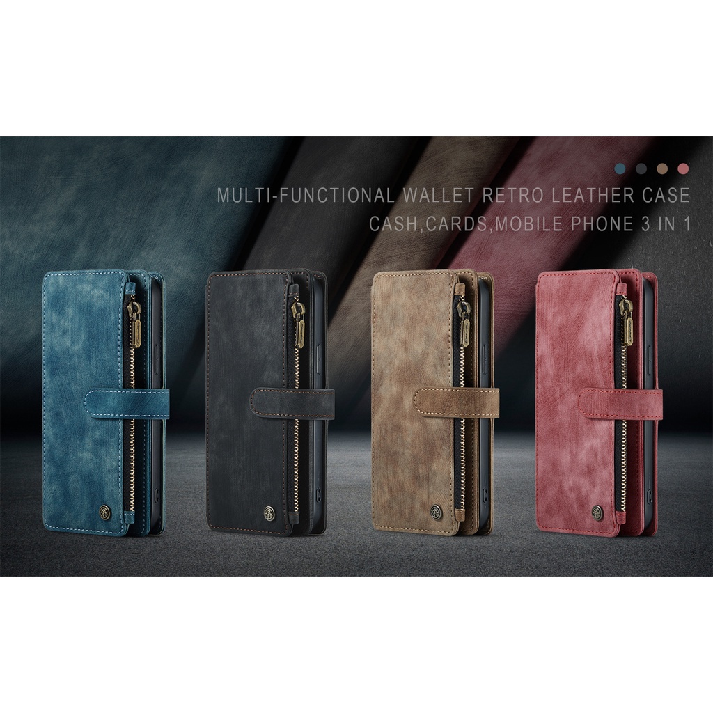 เคสโทรศัพท์มือถือหนัง ฝาพับ พร้อมช่องใส่บัตร มีซิป สําหรับ iPhone 15 14 13 12 Mini 11 Pro XS Max XR X Plus SE 2 3 - รูปที่ 5