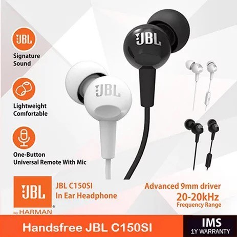 [ORIGINAL BOSS] JBL C150SI หูฟังอินเอียร์ ชุดหูฟังพร้อมไมโครโฟน รับประกัน IMS ดั้งเดิม