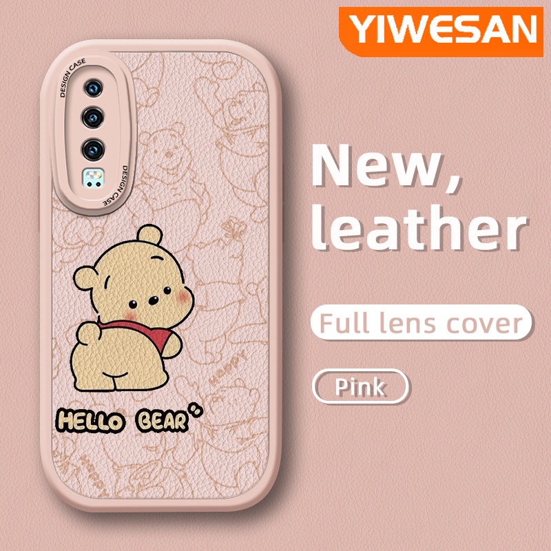 สําหรับ Huawei P30 Lite Nova 4e P30 Pro P20 Pro เคสการ์ตูนหมีซน ดีไซน์ใหม่ เคสโทรศัพท์หนัง ซิลิโคนนิ่ม เคสโทรศัพท์ กันกระแทก เคสป้องกัน