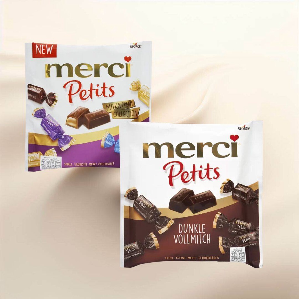 ช็อกโกแลตเมอร์ซี่  Merci Petits Milk & Cream Collection and Dark Chocolate Bundle - 250g