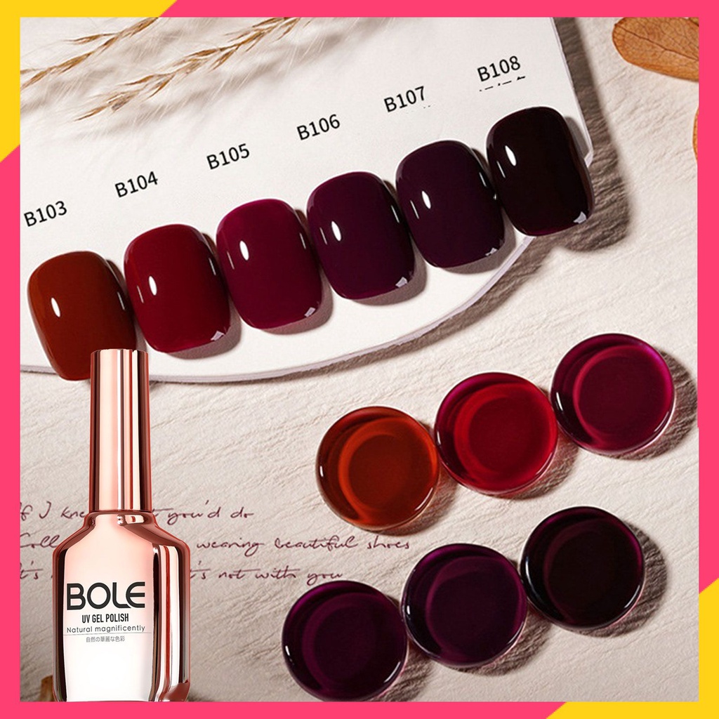 16 กรัม BOLE เจลทาเล็บ กึ่งถาวร ซีรีส์สีแดง ยาทาเล็บเจล เชอร์รี่ ไวน์แดง ไอซ์เจล เล็บกึ่งถาวร