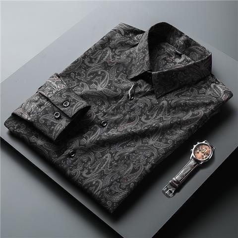 Paisley เสื้อเชิ้ต คอปก พิมพ์ลาย กระดุมหน้าแถวเดียว สําหรับผู้ชาย
