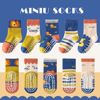 ถุงเท้าเด็กผู้ชาย การ์ตูนน่ารัก พื้นกันลื่น