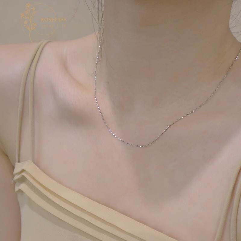 Roselife สร้อยคอโซ่เงิน S925 ประดับเลื่อม ขนาดเล็ก เครื่องประดับ สําหรับผู้หญิง