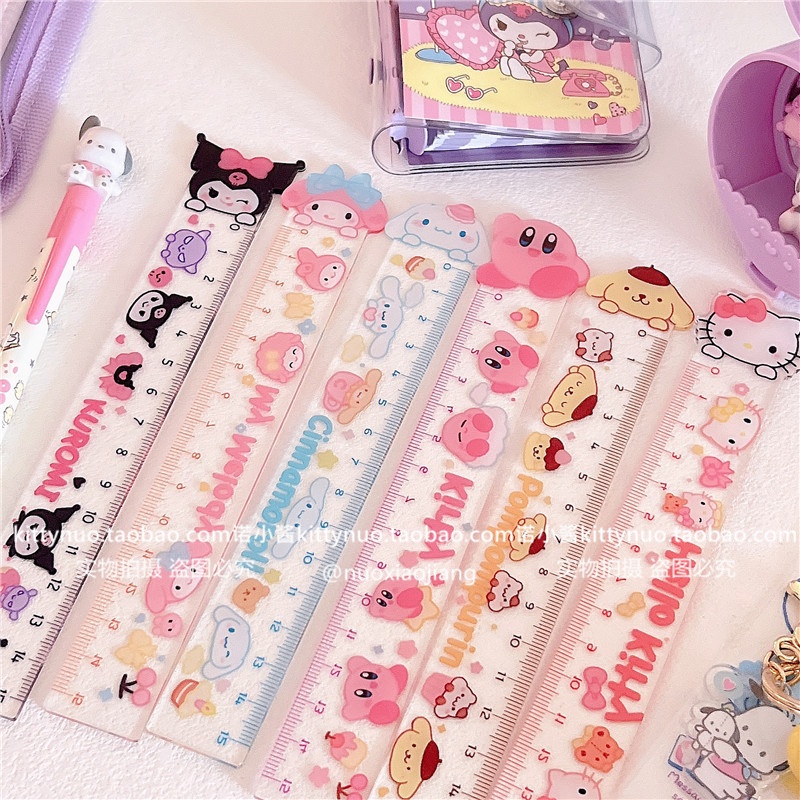 Sanrio- ไม้บรรทัดอะคริลิค แบบสองชั้น ตรง 12 ซม. เครื่องเขียน สําหรับนักเรียน