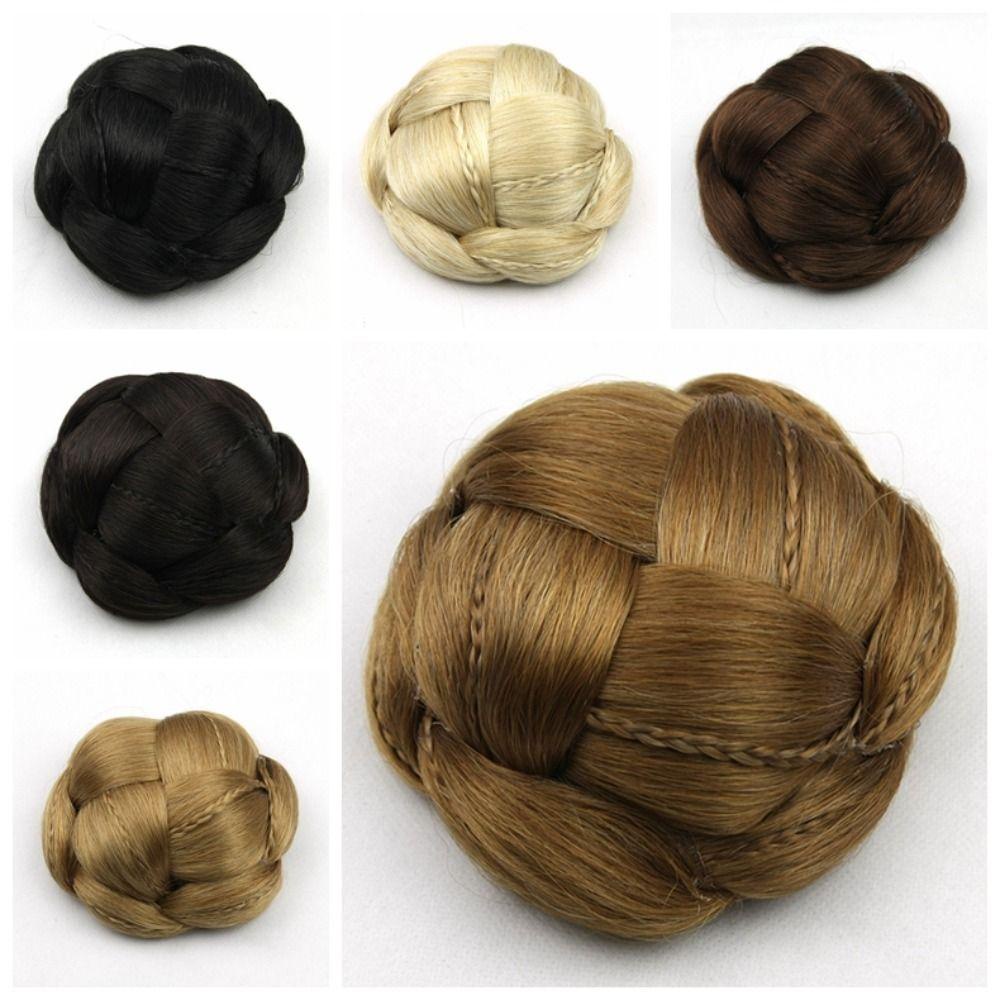 Oceanmap มวยปลอม ผมเจ้าสาว ธรรมชาติ ถัก Chignon เครื่องประดับผม ต่อผม ที่มองไม่เห็น สังเคราะห์ ฮั่นฝู ผม Chignon ทนความร้อน ไฟเบอร์