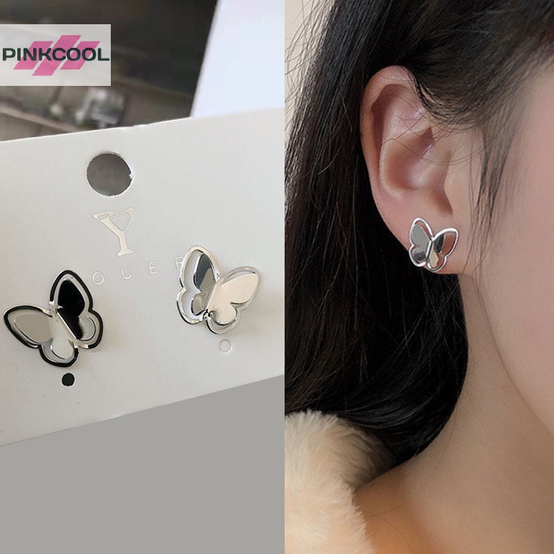 Pinkcool ขายดี ต่างหู รูปผีเสื้อ ขนาดเล็ก สไตล์ญี่ปุ่น และเกาหลีใต้ สวยหรู เรียบง่าย สําหรับนักเรียน
