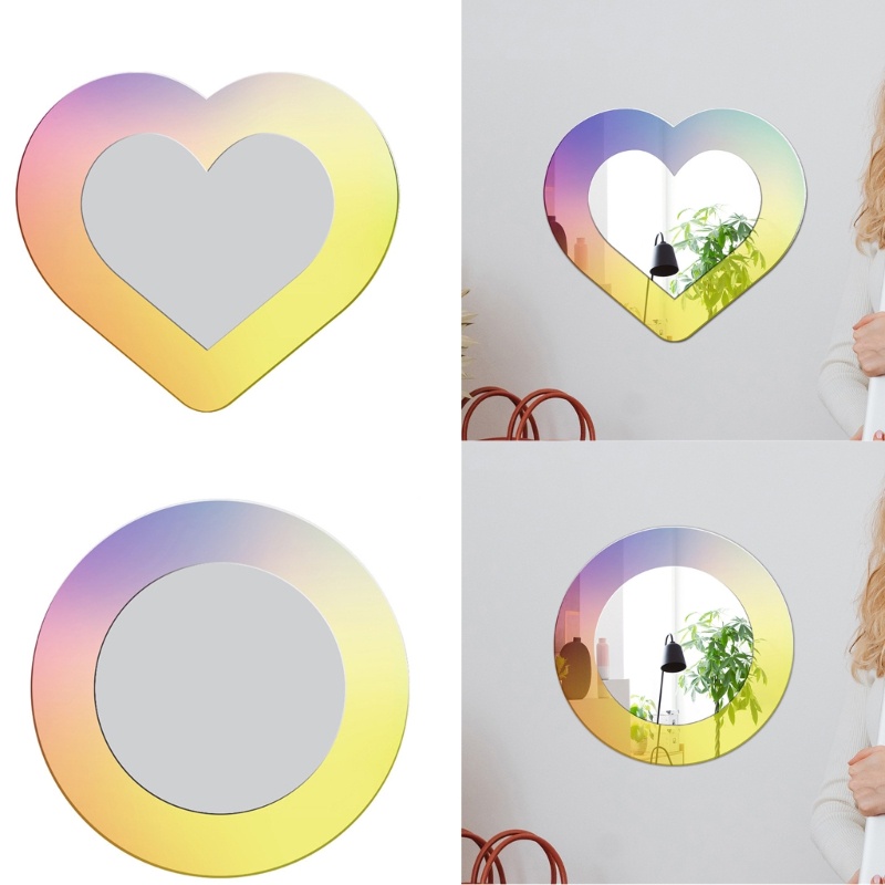 (ส่วนลดสูง) Stylish Mirror Decor Mirror Wall Sticker for Bedroom Geometry Mirror Tiles Mirror Wall S