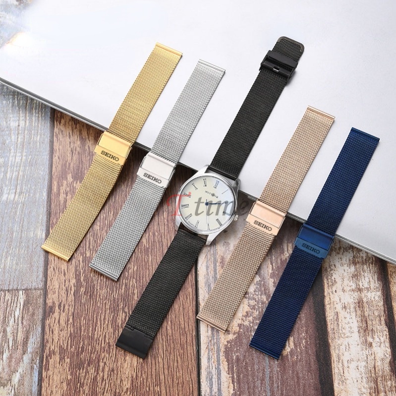 สายนาฬิกาข้อมือสเตนเลส 18 มม. 19 มม. 20 มม. 21 มม. 22 มม. Milan 0.6mesh สําหรับ Seiko No. หอยเป๋าฮื้อกระป๋อง 5 PROSPEX