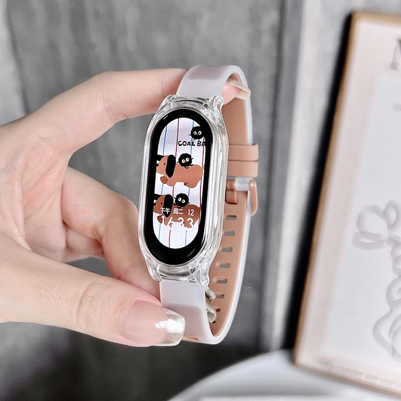 คู่สีซิลิโคนใสนาฬิกาสําหรับ Xiaomi Mi Band 9 8 7 สร้อยข้อมือสมาร์ทสายรัดข้อมือ Xiaomi Miband 6 Mi5 4 3 เปลี่ยนสายนาฬิกา