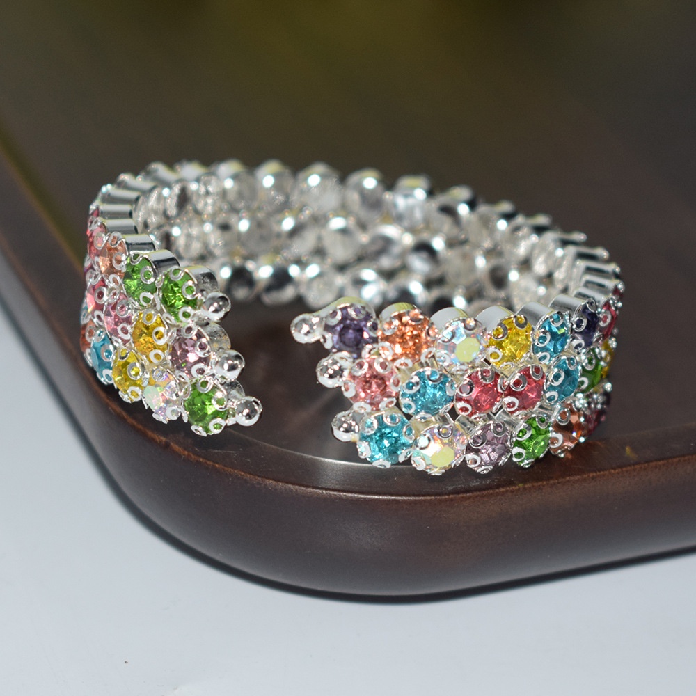 สร้อยข้อมือเพชร 2/3/5 แถว แฟชั่น พร้อมโซ่ก้ามปู สําหรับสุภาพสตรี ราคา ถูกที่สุด ดีลบีเคเค แกลเลอรีภาพที่ 6