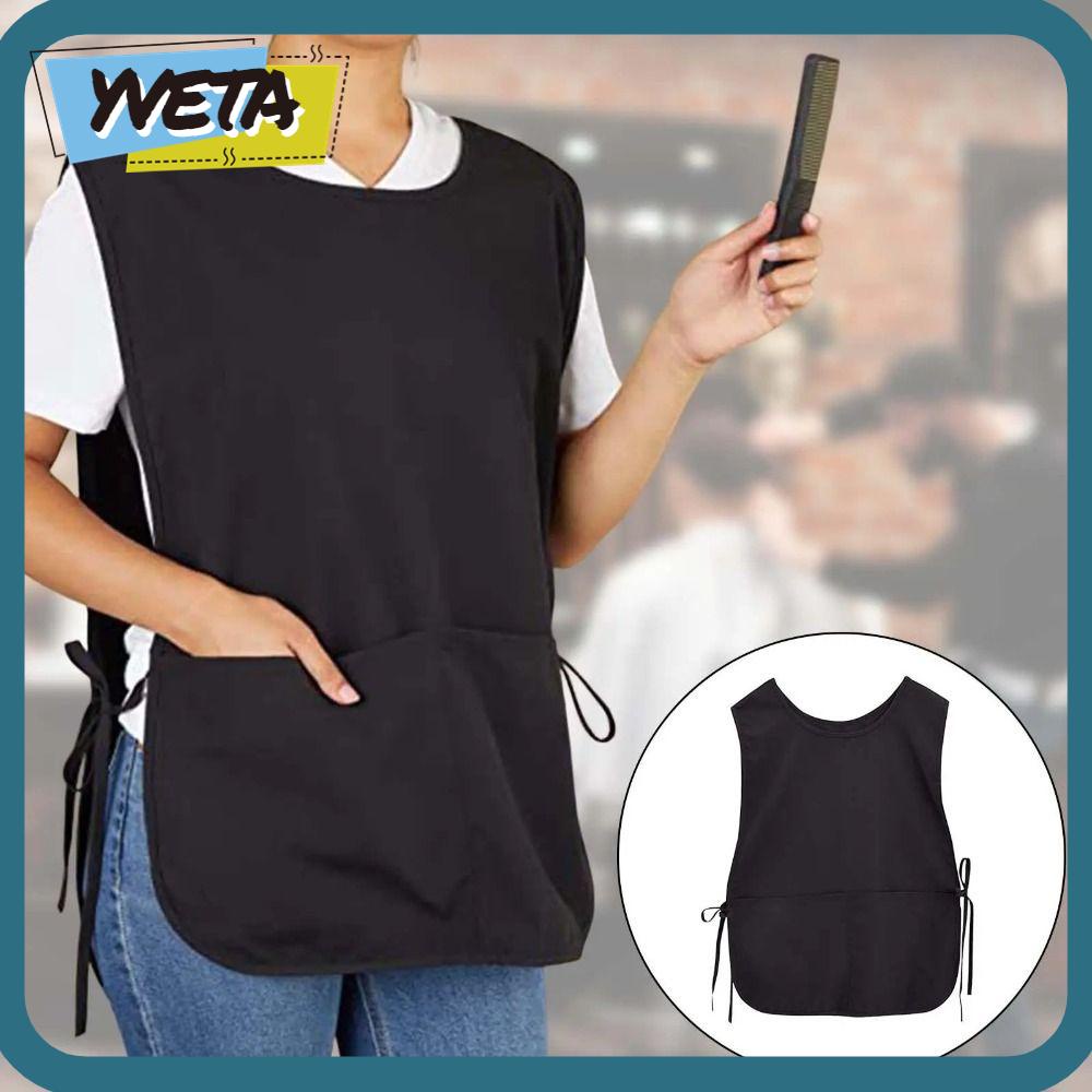 Yveta เสื้อกั๊ก พร้อมกระเป๋า กันน้ํา ซักล้างได้ สีดํา สําหรับช่างทําผม