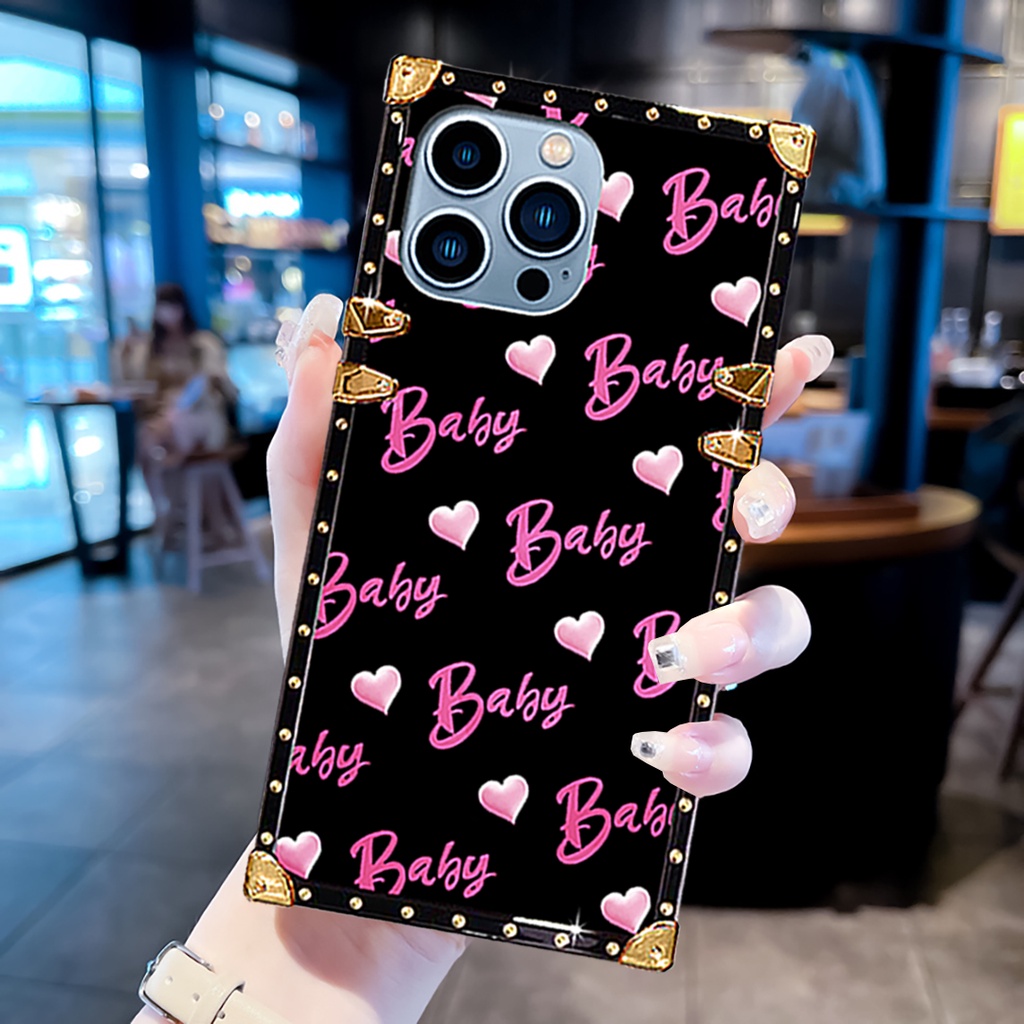 ปลอกiphone 16 15 14 13 12 11 Pro Max X XS XR 6 7 8 Plusแฟชั่นหรูหราแบรนด์น้ํากันกระแทกสแควร์เคสโทรศัพท์ปก