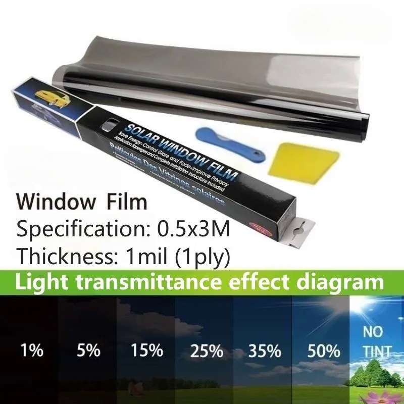 0.5x3m Black Car Window Foils Tint Tinting Film Roll Car Auto Home Window Glass Summer Solar UV Prot