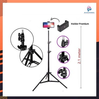 AKACC  Paket Tripod 2 In 1 Camera Hp Vlogging Livestreaming With Mini Ball Holder E Premium 2Meter