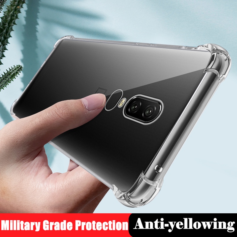 สําหรับ OnePlus 6 A6000 A6003 เคสเจลลี่ ซิลิโคนนิ่ม แบบบาง คริสตัลใส เสริมมุมสี่มุม เคสใส