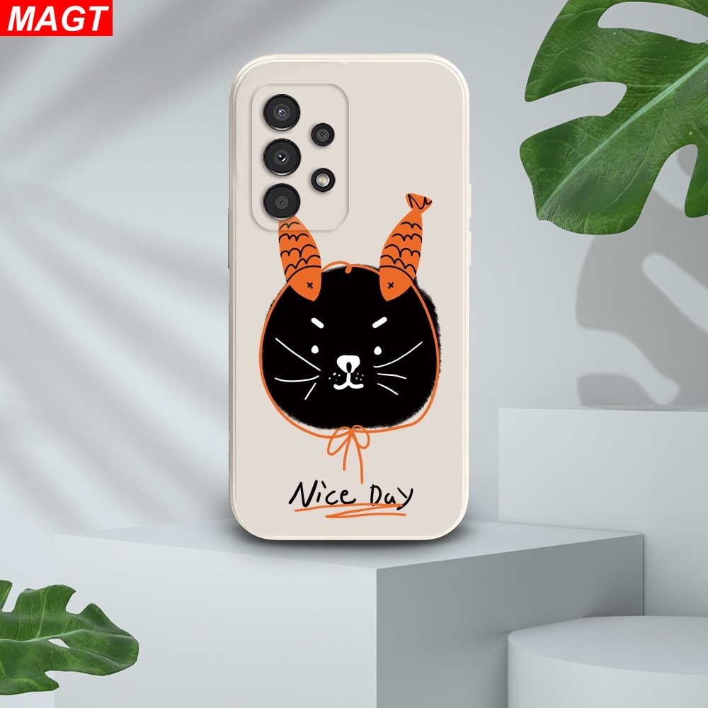 เคสโทรศัพท์มือถือ ลายตัวอักษร แมวดํา สําหรับ Samsung A24 A14 M23 A04S A13 A03S A23 A53 A73 A33 A22 A21S A12 A02S A11 A51 A10 A30 A50 A52 A20S A10S M12 J4 Plus J7