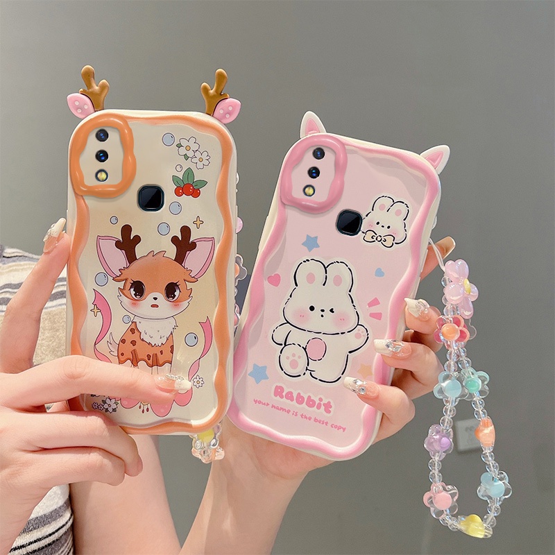 เคส Vivo V9 เคส Vivo Y85 เคส Vivo 1723 1726 1727 ขอบครีม การ์ตูนน่ารัก เคสโทรศัพท์ ซิลิโคนนิ่ม พร้อมตาสามมิติ EDNY