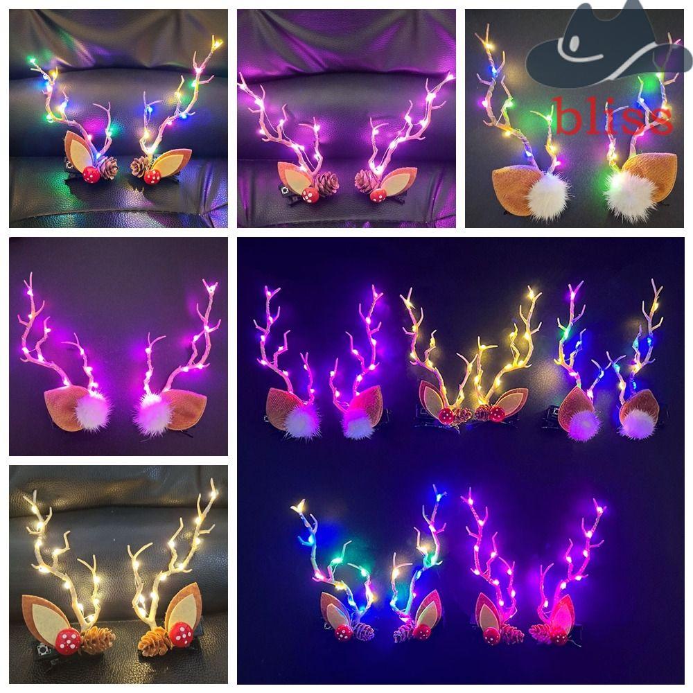 Bliss ที่คาดผมคริสต์มาส Led พร้อมไฟกระพริบ รูปเขากวางคริสต์มาส สําหรับเด็กผู้หญิง