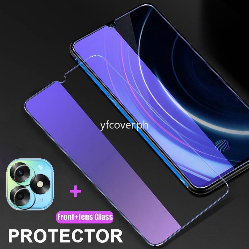 Itel S23 PlusกระจกนิรภัยสําหรับItel S23 + S23 Plus A60 A60s Anti Blue Light Ray 2 in 1 ป้องกันหน้าจอ