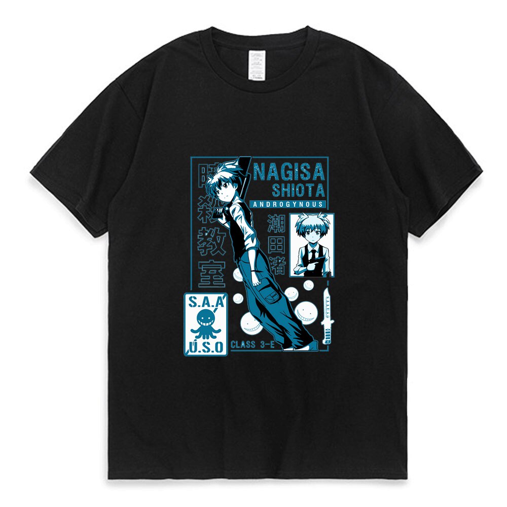 สีขาว a Assassination Classroom Classic T Shrit Men Funny Cartoon Karma Akabane Graphic Anime Print 