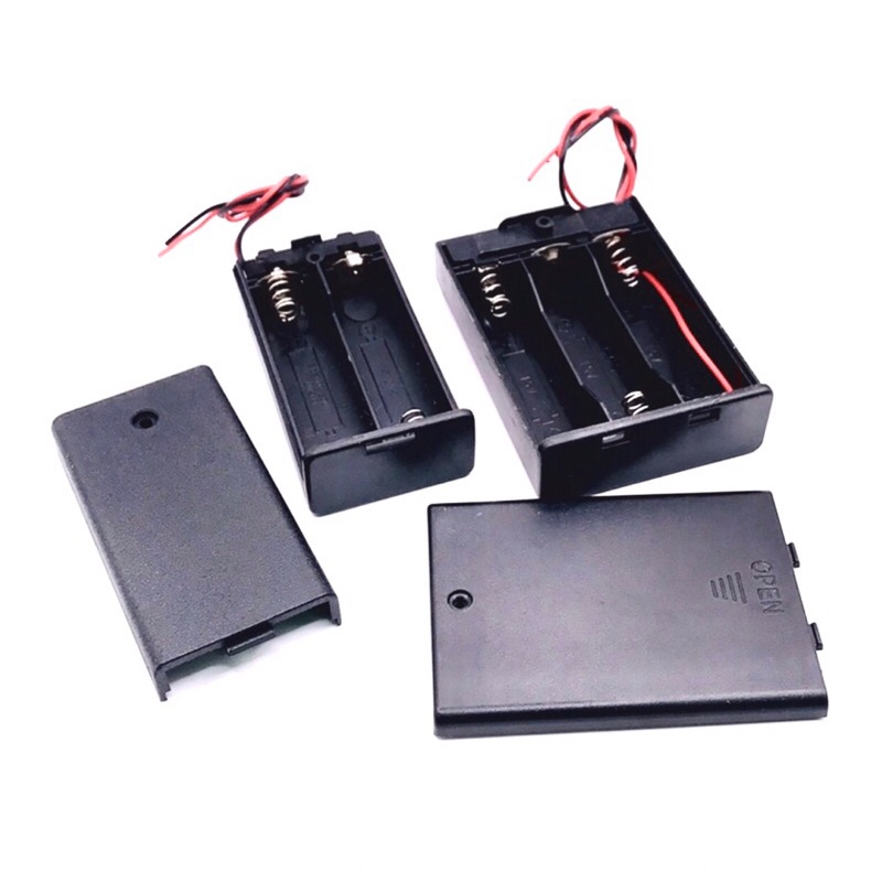 Battery tray รางถ่าน AA 2A  รุ่นมีฝ่าปิด พร้อมมีสวิตช์ ปิดเปิด มี 2ก้อน 3ก้อน 4ก้อน มีของพร้อมส่งในไทย