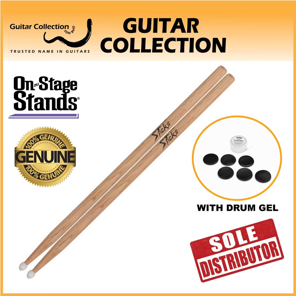 On Stage MN7A+DG600 Drum Sticks & Drum Gel 7A Maple Wood Nylon Tip (1 คู่)