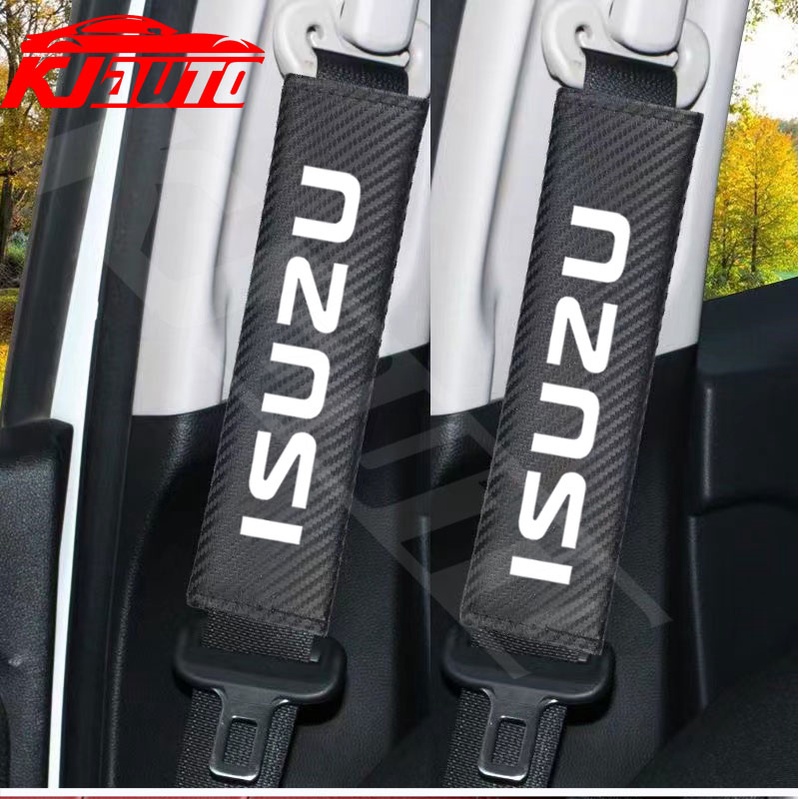 ปลอกหุ้มเข็มขัดนิรภัยรถยนต์ หนังคาร์บอน อุปกรณ์เสริม สําหรับ Isuzu D Max D-Max Mu-x Mu x Trf 1 2 ชิ้น