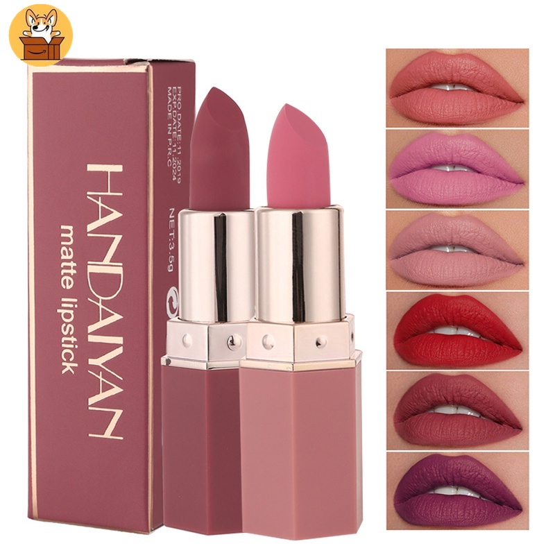 【Am-az】ลิปสติกแมตต์กํามะหยี่ กันน้ํา ติดทนนาน สีแดง/ชมพู/นู้ด สําหรับผู้หญิง maquillaje LPS# 6