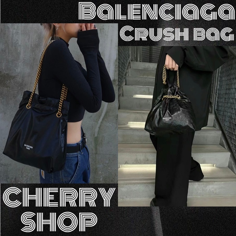 บาเลนเซียก้า Balenciaga CRUSH Small Toteกระเป๋าโท้ทสุภาพสตรี/ถุงขยะ กระเป๋าโ/ แบรนด์ใหม่และเป็นของแท้