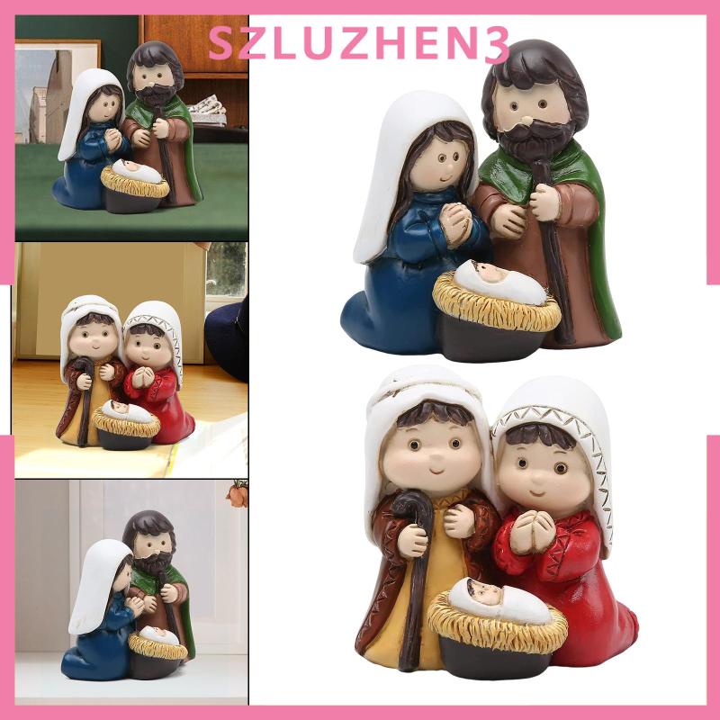 [Szluzhen3] ฟิกเกอร์เรซิ่น Holy Family สําหรับตกแต่งบ้าน คริสต์มาส