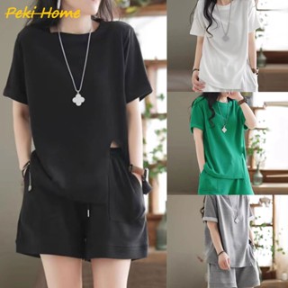 พร้อมส่ง ชุดเซ็ท 2 ชิ้น สไตล์เกาหลีเรียบง่าย สวมใส่สบาย