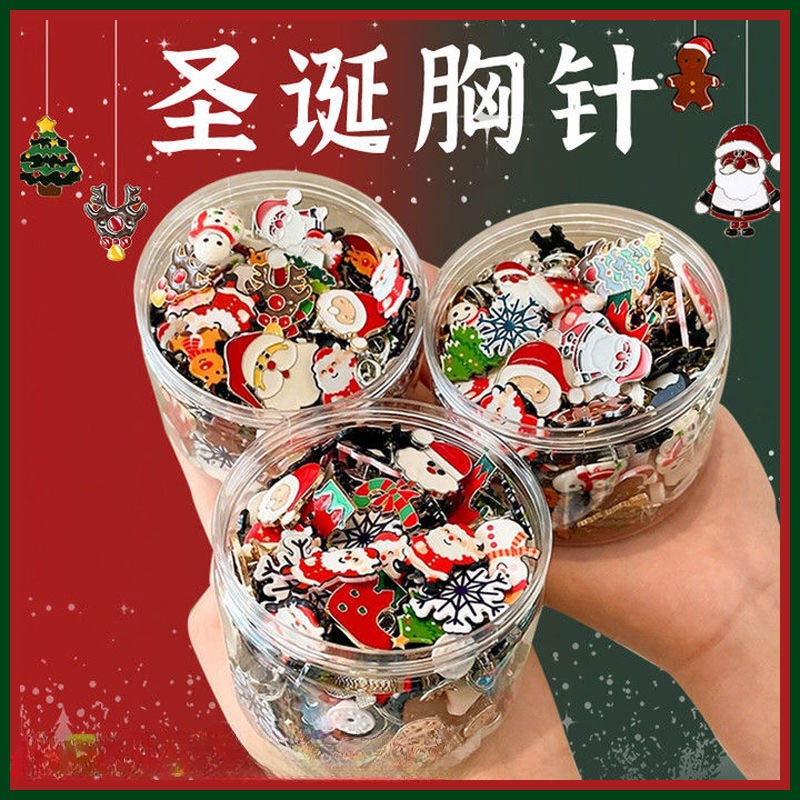 【Merry Christmas】เข็มกลัดโลหะ ลายการ์ตูนซานตาคลอสน่ารัก 2 ชิ้น