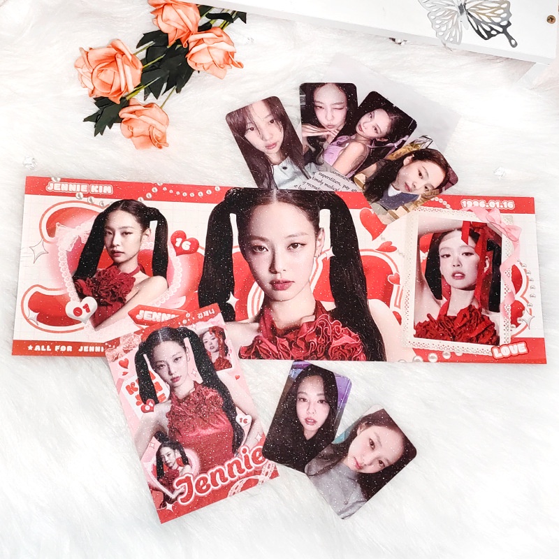 BP JENNIE JISOO ROSE พัดลมคอนเสิร์ตสนับสนุนแบนเนอร์มือ 6 ชิ้นโปสการ์ดภาพ Lomo การ์ดโปสเตอร์ KPOP SX