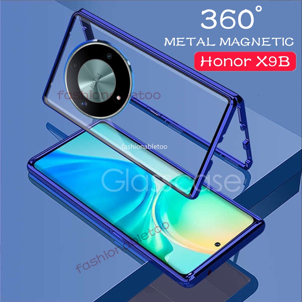 สองด้านกระจกนิรภัยเคสโทรศัพท์สําหรับ Honor X9B X9A X8 X7 X 9B X9 B X 9A X 8 X 7 HonorX9B HonorX9A HonorX8 HonorX7 ปลอกกรอบโลหะ Hard กันกระแทกฝาหลัง