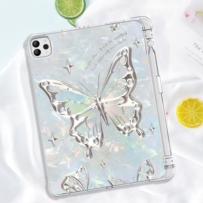 ชุดที่วางปากกา โลหะ กันกระแทก ลายการ์ตูนผีเสื้อ หลากสี สําหรับ iPad Air4 Air5 gen 9 gen8 gen7gen 10 2022 10.9 Pro11 2020 2021 gen5 gen6