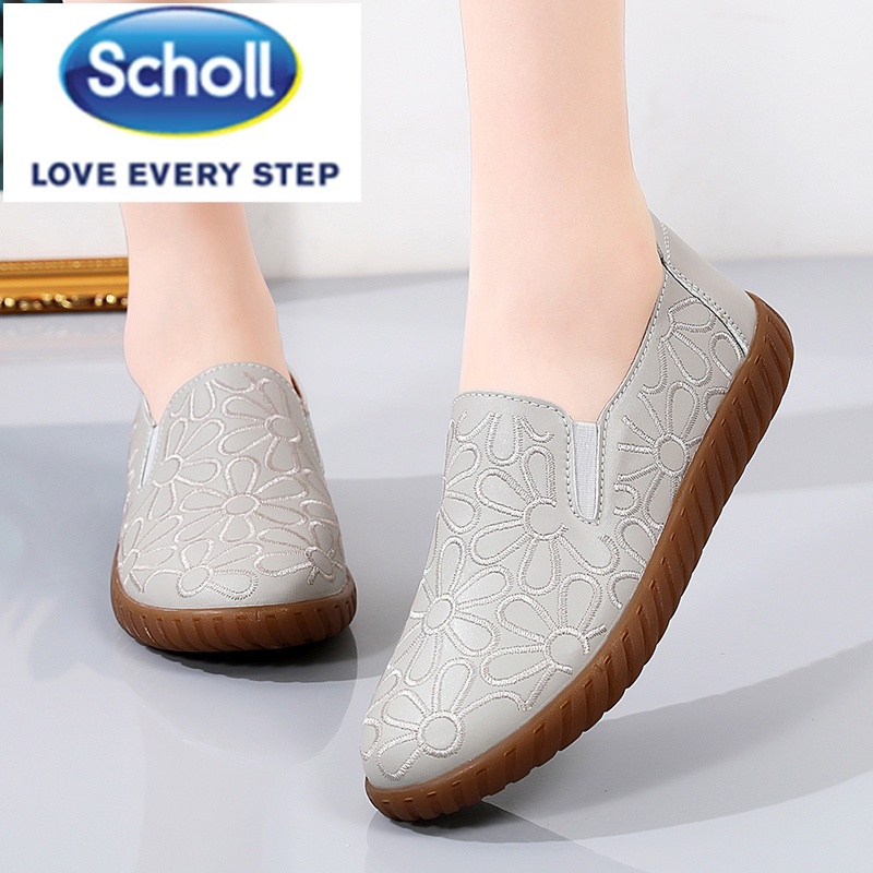 Scholl รองเท้าโลฟเฟอร์ รองเท้าหนังลําลอง ส้นแบน ขนาดใหญ่ สําหรับผู้หญิง ไซซ์ 40 41