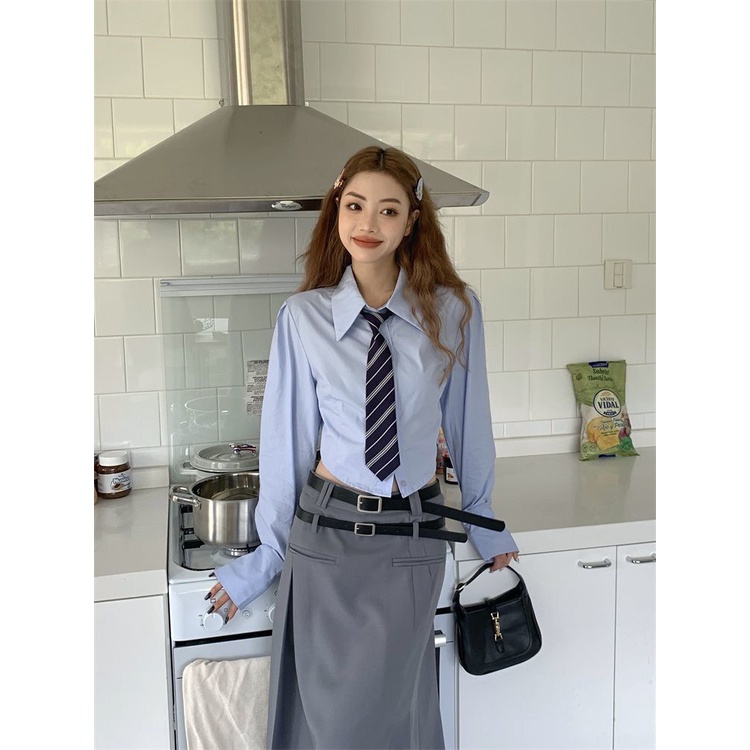 เสื้อเชิ้ตแขนยาว ทรงหลวม เข้ากับทุกการแต่งกาย สไตล์เกาหลี ฮ่องกง แฟชั่นฤดูใบไม้ร่วง สําหรับผู้หญิง