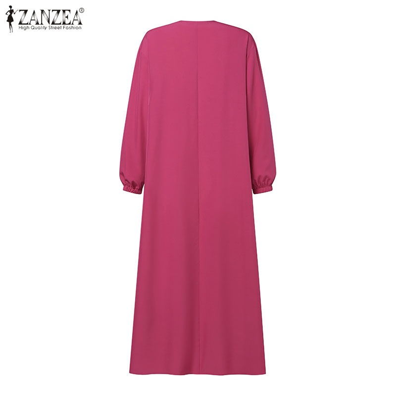 Zanzea ชุดเดรส แขนยาว หลายชั้น สไตล์วินเทจ สําหรับผู้หญิงชาวมุสลิม - รูปที่ 7