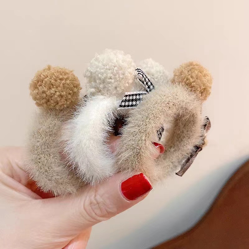 ในไทย💖ยางรัดผมตุ๊กตาหมีหูตุ๊กตาน่ารักเด็กผู้หญิงเครื่องประดับผมใหม่.COD - รูปที่ 3