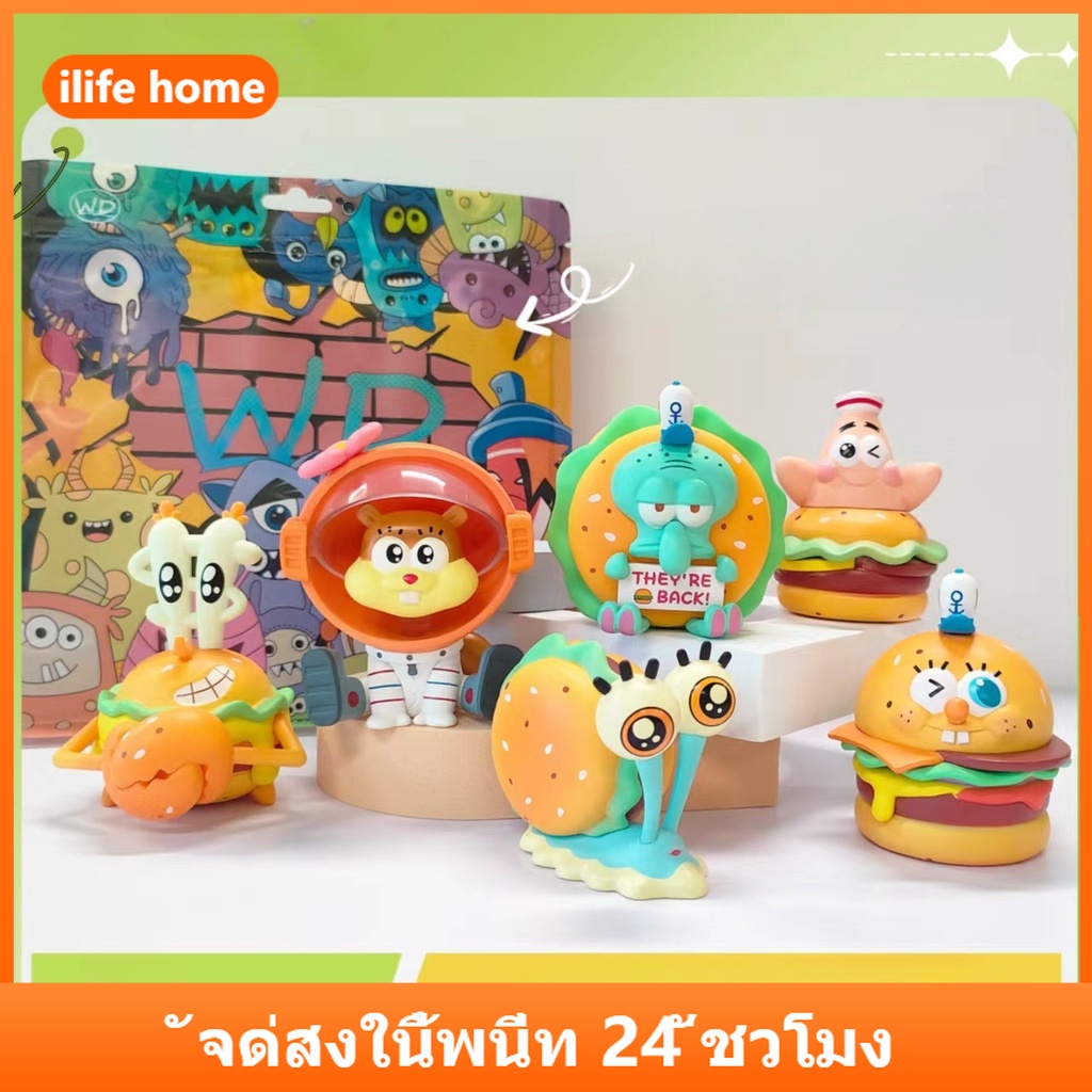 💥 จัดส่งจากประเทศไทย 💥6 ชิ้น / เซต สพันจ์บ็อบ SquarePants คอสเพลย์ อนิเมะ ฟิกเกอร์ COD หุ้น แอ็คชั่น โมเดลตุ๊กตา ของเล่น สําหรับเด็ก ของขวัญ ของสะสม รถ เครื่องประดับ บ้าน เค้ก ตกแต่ง Gacha Lobster