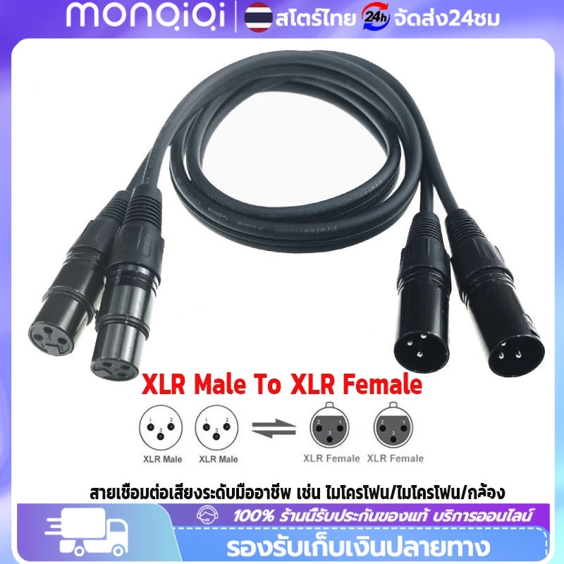 สายxlr dmx ผู้/เมีย แบบชุด 1 เส้น ทำจากสายชีลสเตอริโอหัวของ สายสัญญาณเสียง XLR Male To XLR Female(ผู้-เมีย) Mic Cable 3P