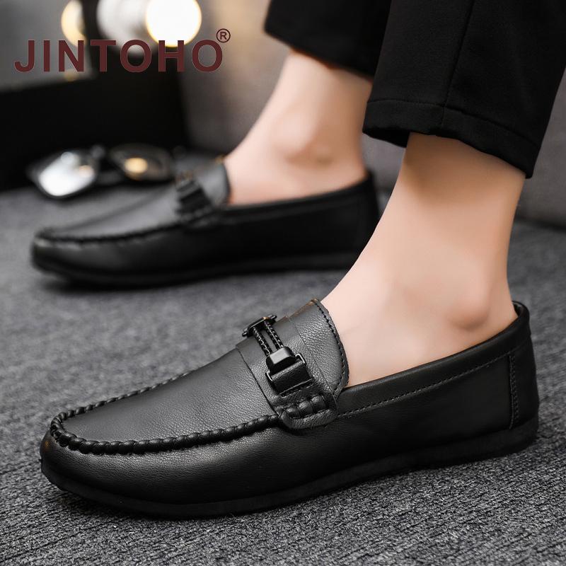 Jintoho รองเท้าโลฟเฟอร์ลําลอง รองเท้าหนัง แบบสวม แฟชั่นสําหรับผู้ชาย