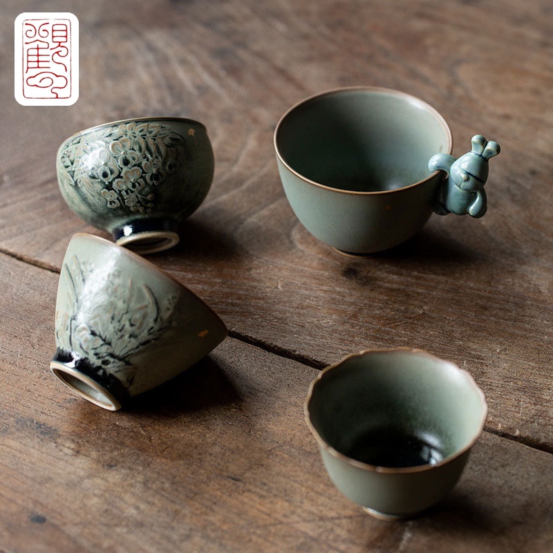 [Guanyun] Handmade Kiln-to-Ceramic Master Cup ในครัวเรือน Retroสโตนแวร์ถ้วยน้ําชา Kung Fu ชุดชาเดี่ยวส่วนบุคคลเฉพาะ [T2-801]